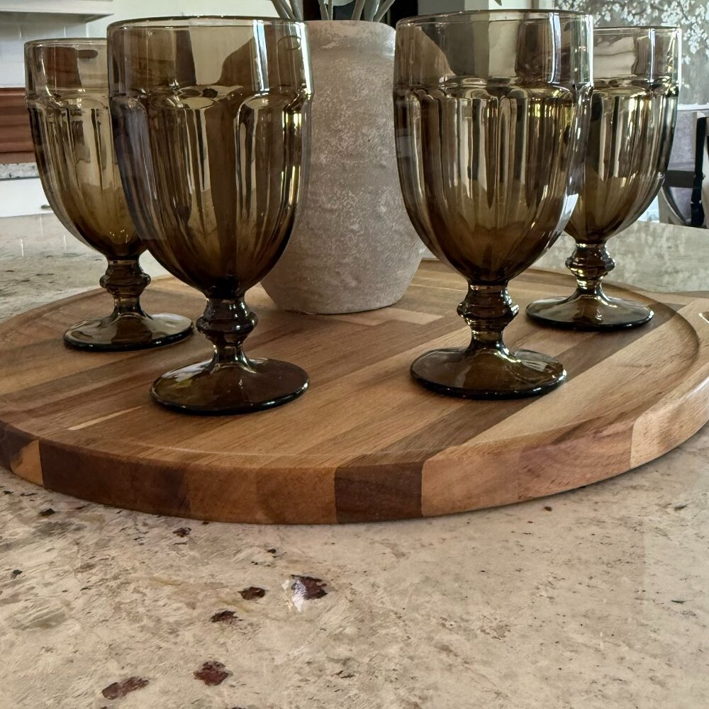 Set of 4 mocha brown drinking glasses.